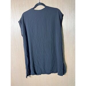 Eileen Fisher Black Silk Sleeveless Tunic Blouse Modern L